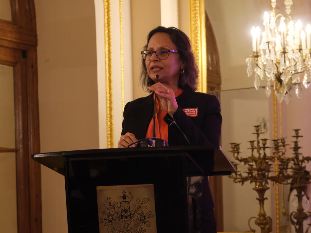 UNFPA Türkiye Representative Mariam Khan is delivering her speech.