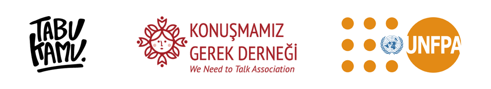 The logos of TabuKamu, We Need to Talk Association and UNFPA 