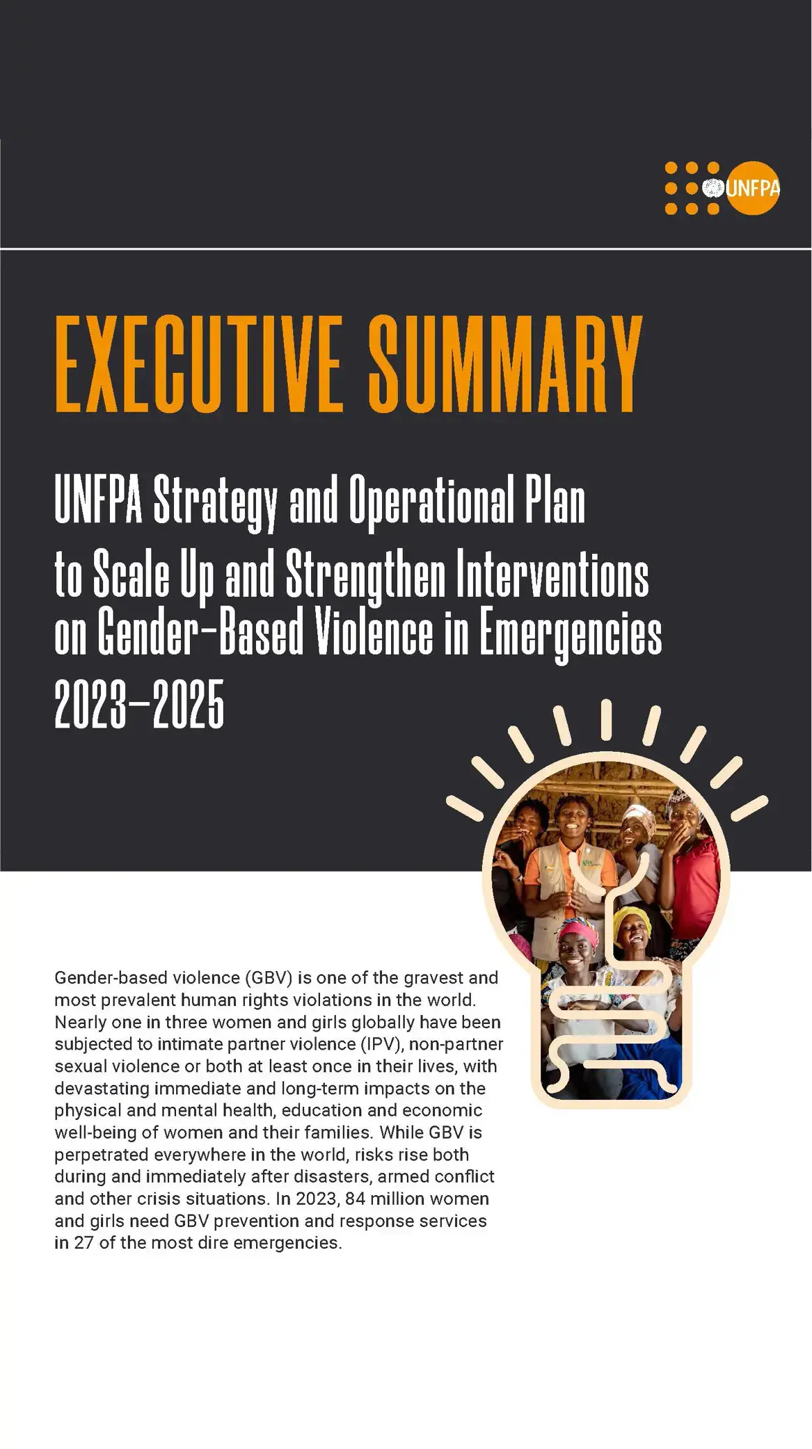 UNFPA Strategy and Operational Plan to Scale-up and Strengthen Interventions on Gender-based Violence in Emergencies, 2023-2025: Executive Summary