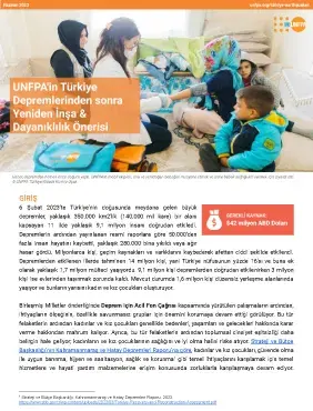 UNFPA'in Türkiye Depremlerinden Sonra Yeniden İnşa & Dayanıklılık Önerisi